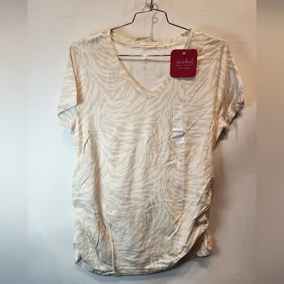 New Ingrid Maternity T-Shirt Animal Print V-Neck Tee Cool Lightweight Size XXL - Picture 2 of 7